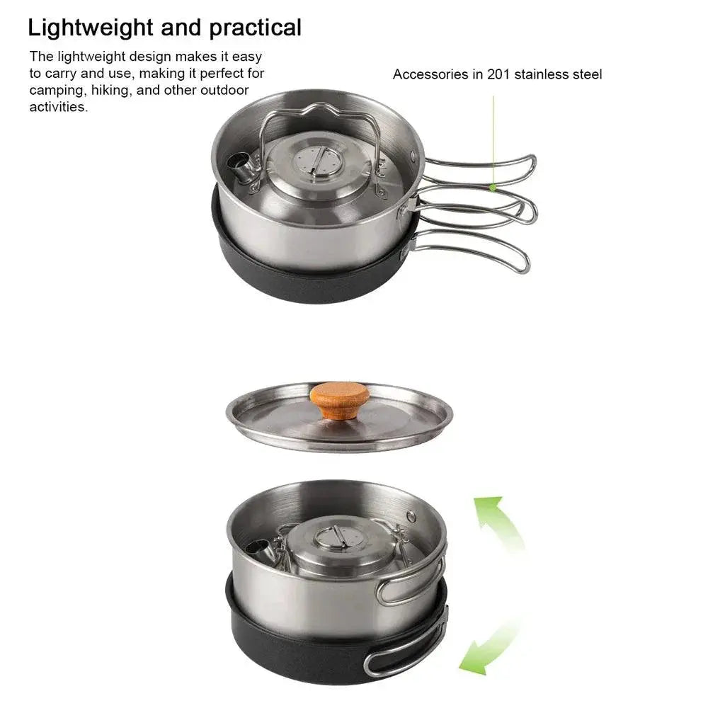 Outdoor Portable Camping Cookware Set Stainless Steel