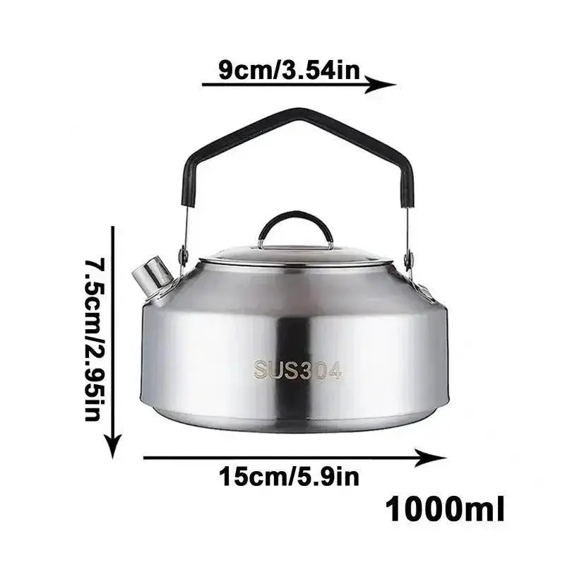 Outdoor Stainless Steel Camping Kettle 1L 1.5L Tea Pot