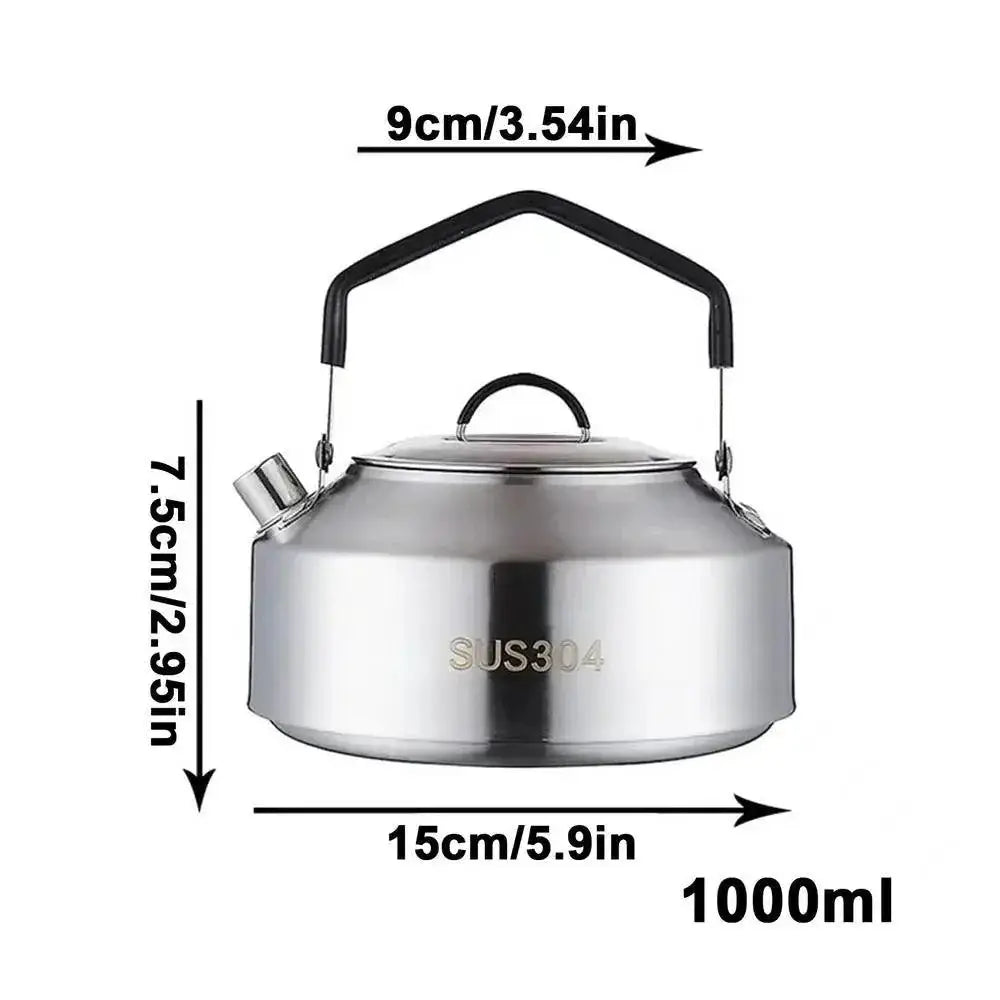 Outdoor Stainless Steel Camping Kettle 1L 1.5L Tea Pot