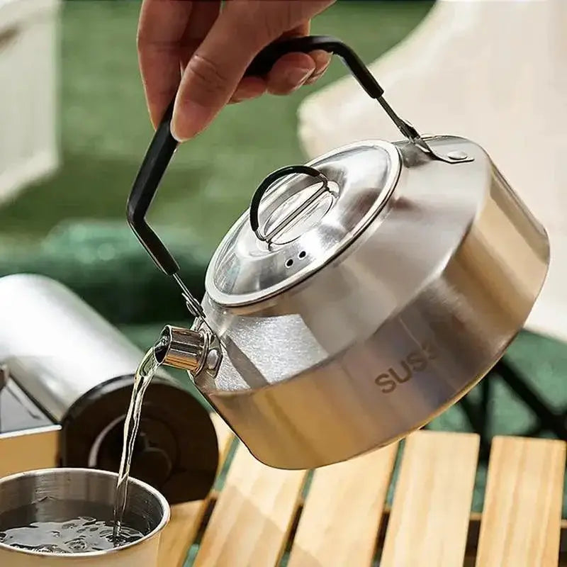 Outdoor Stainless Steel Camping Kettle 1L 1.5L Tea Pot