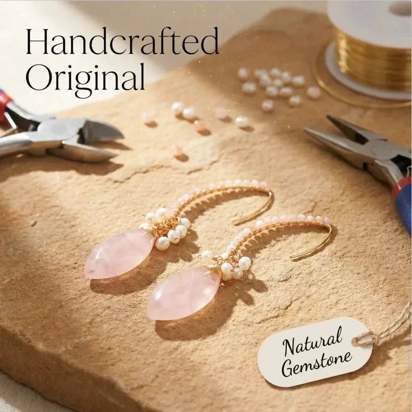 Oval Gemstone Earrings Natural Red Agate Amethyst Handmade - OurLum.com
