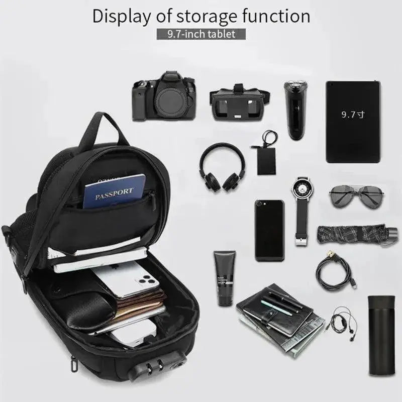 Waterproof Chest Bag With USB Charging Backpack Design
