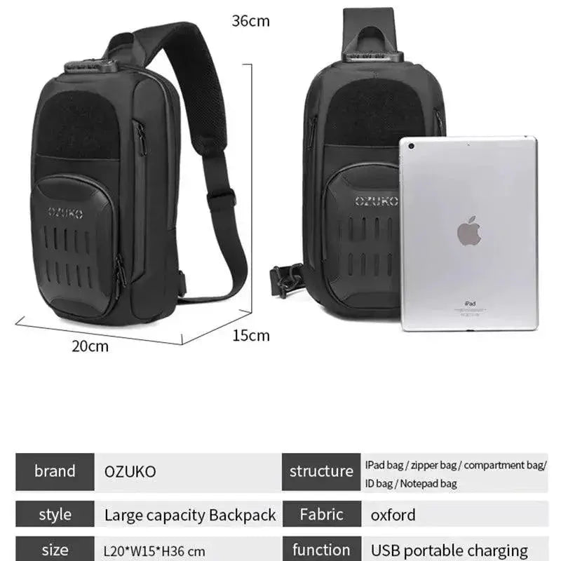 Waterproof Chest Bag With USB Charging Backpack Design
