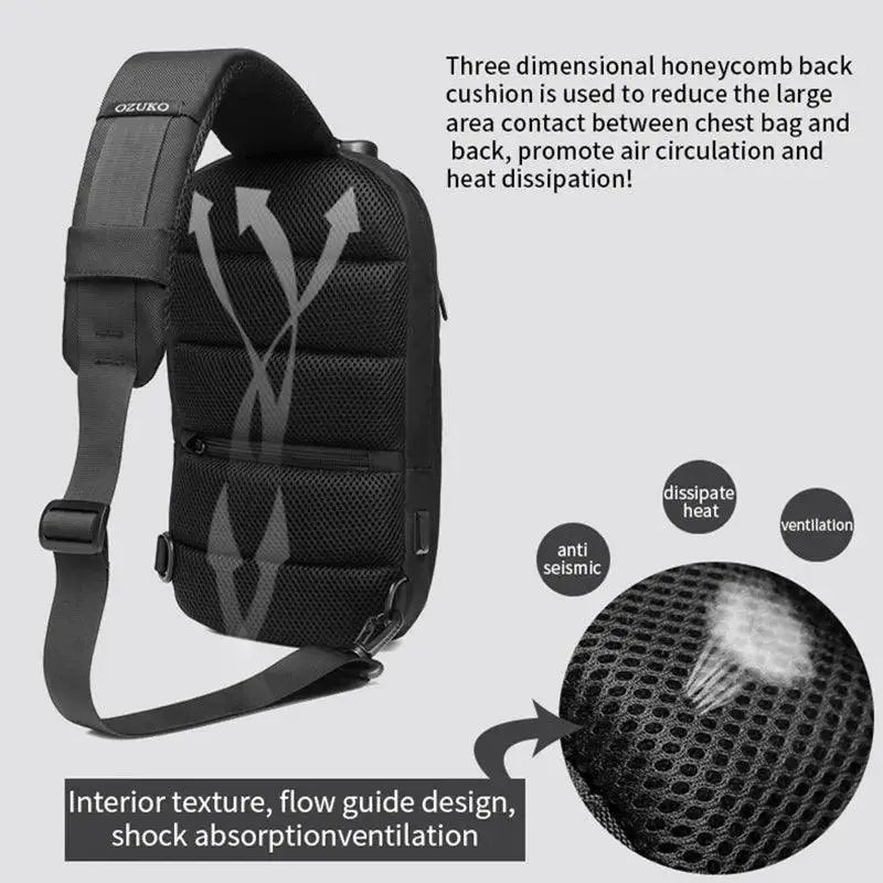 Waterproof Chest Bag With USB Charging Backpack Design