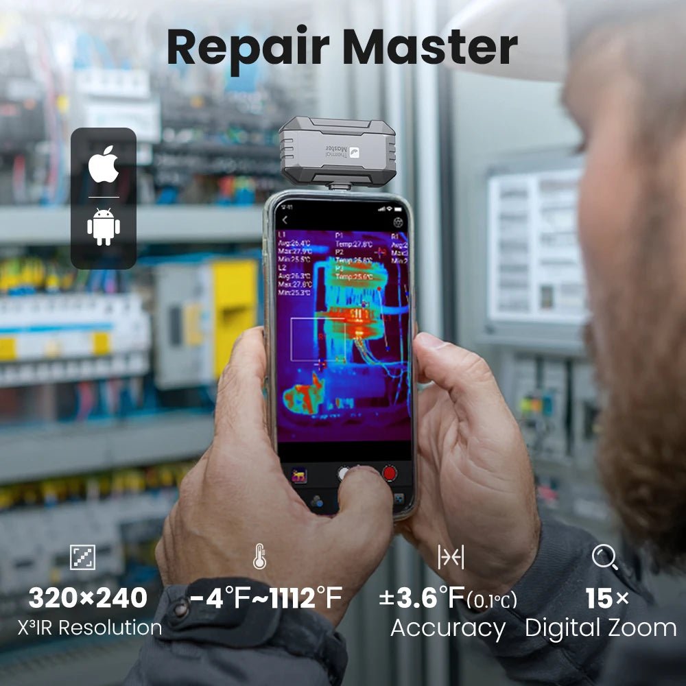 P1 Thermal Camera Pro - Android And IPhoneX 320x240 IR 600C 25Hz HVAC Inspection