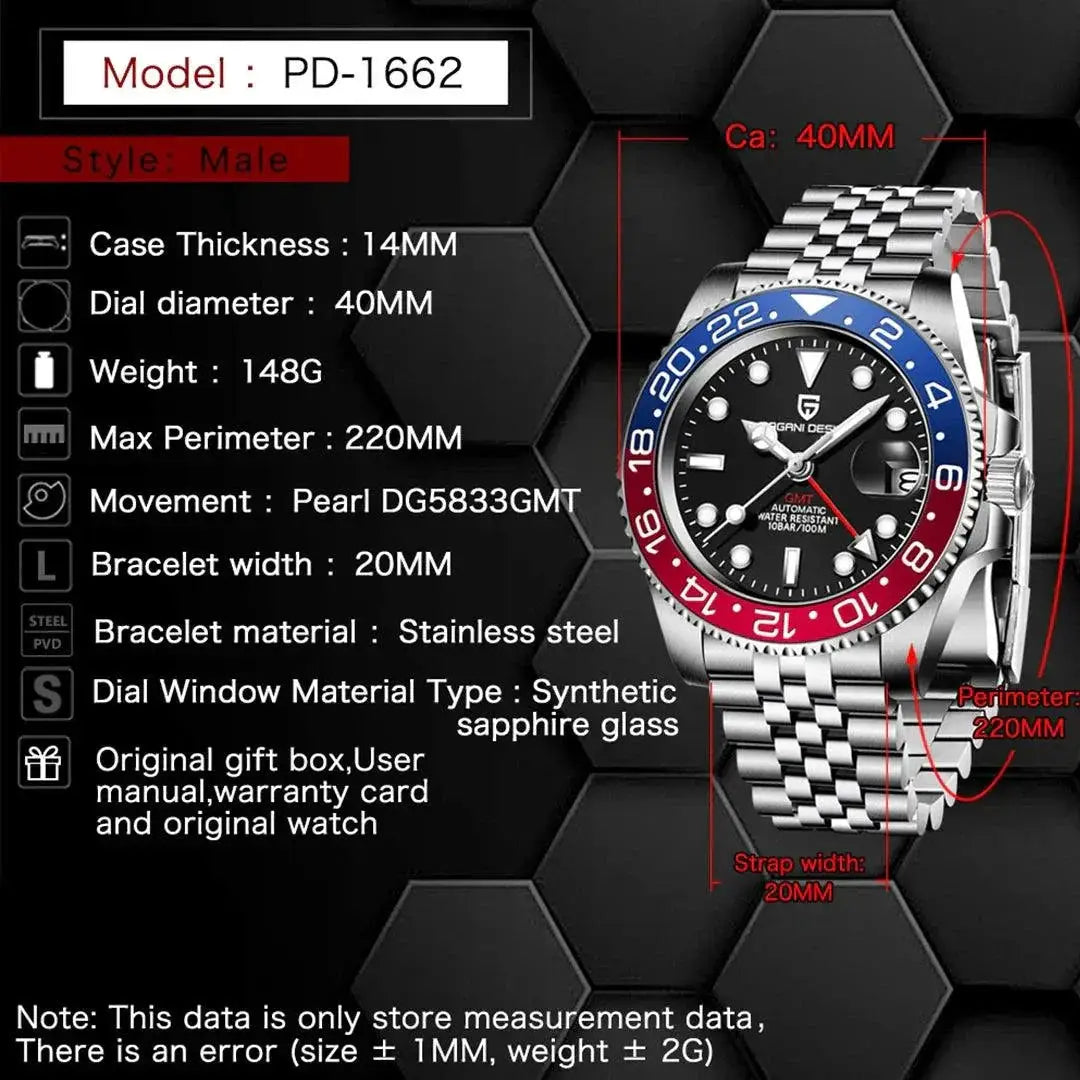Pagani Design Dual Time Zone GMT Luxury Wristwatch