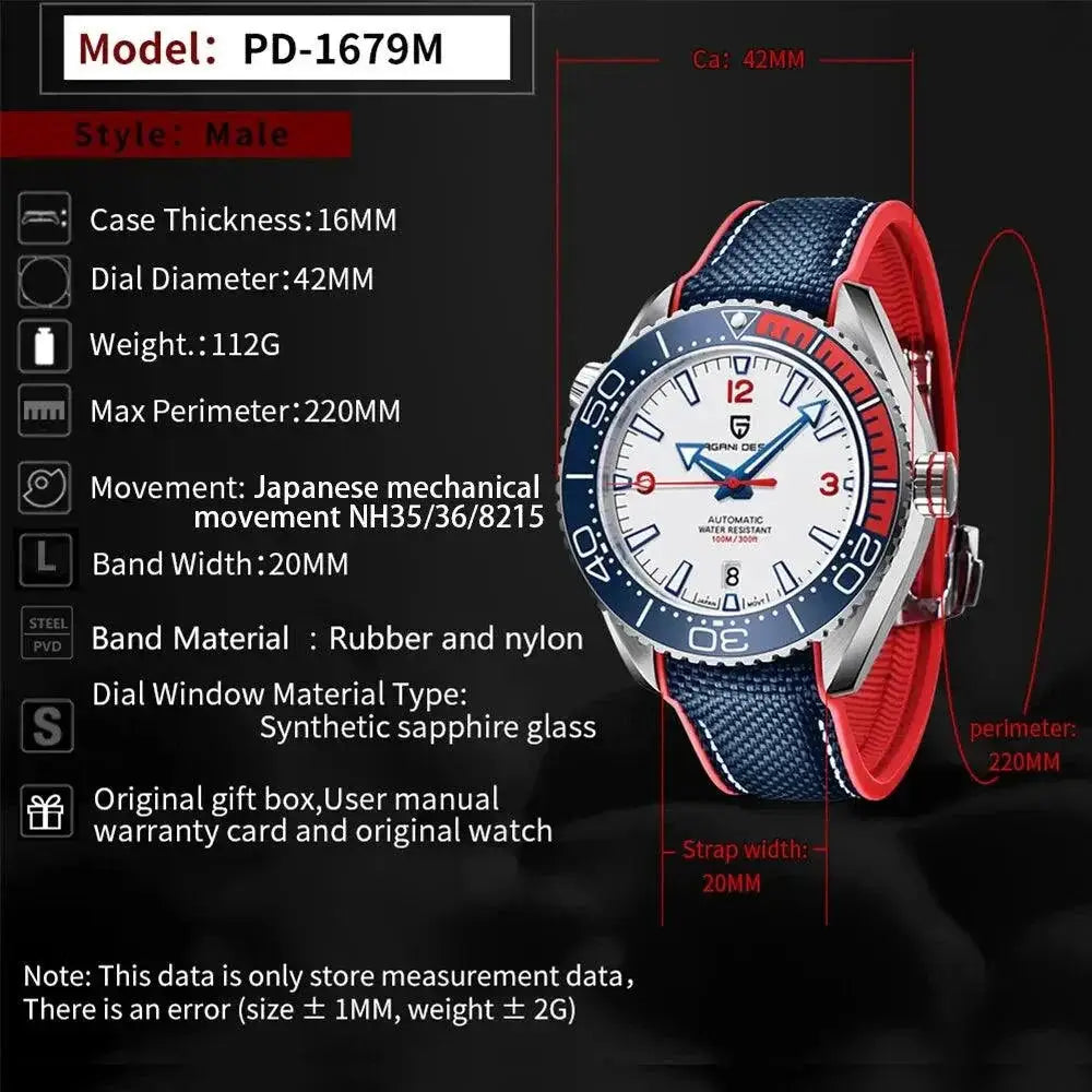 PAGANI Design Luxury Automatic Watch Sapphire Glass