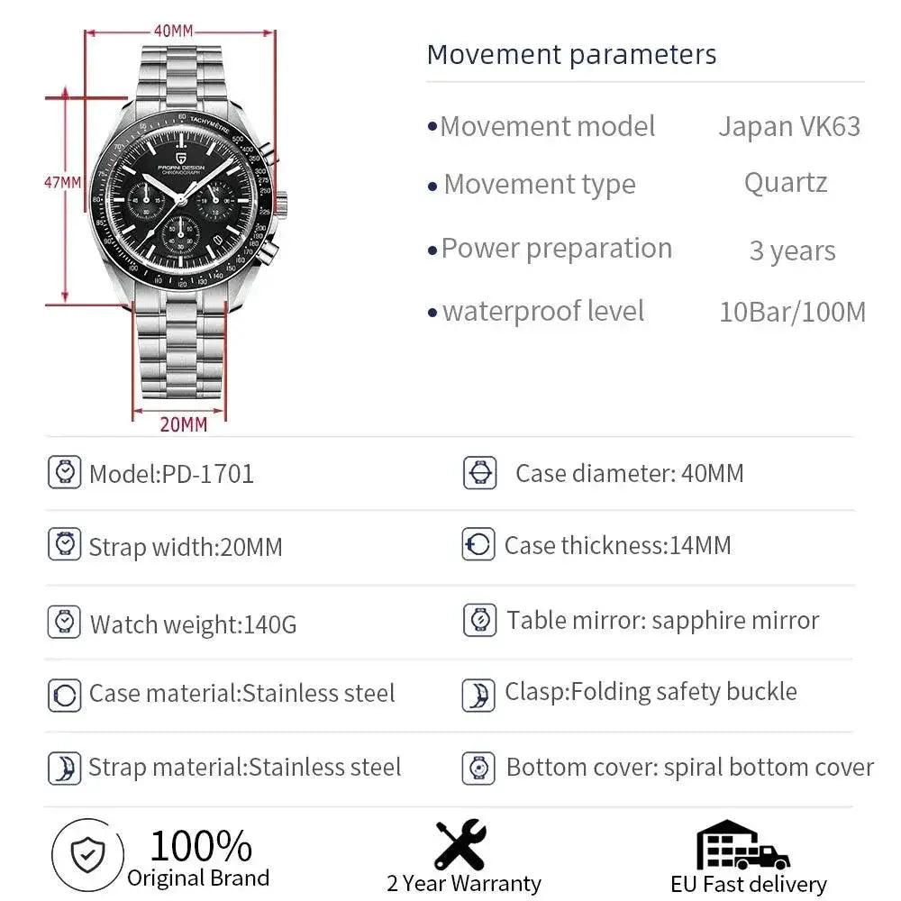 Pagani Design Luxury Chronograph Moonphase Watch Edition
