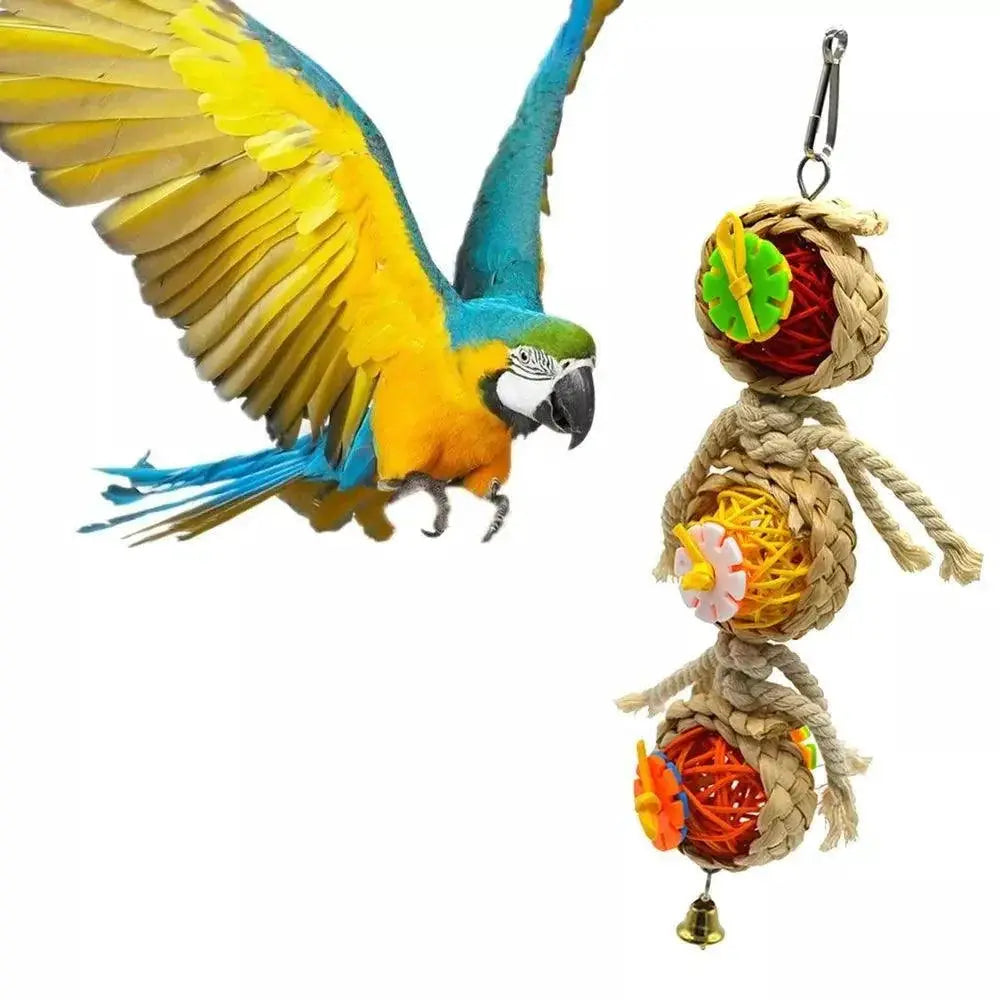 Parrot Foraging Chewing Toy With Bell For Pet Birds Fun