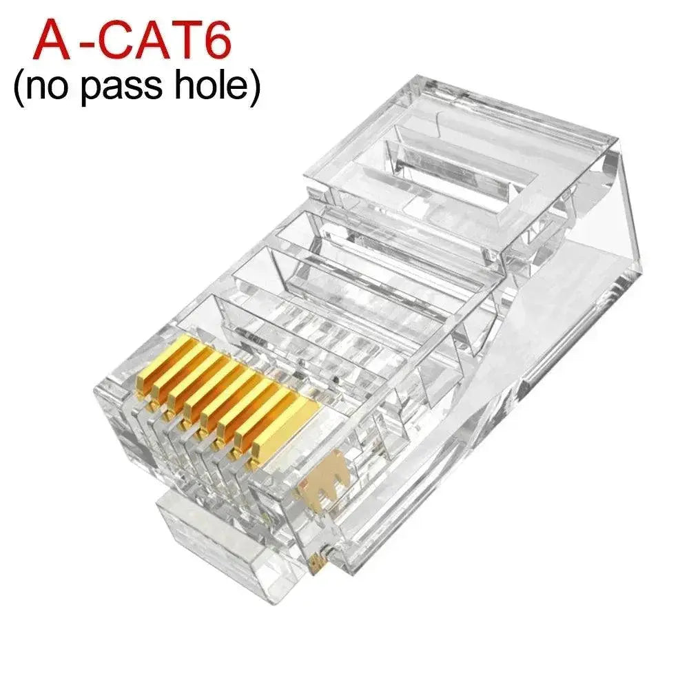 Pass Through RJ45 Gold Plated Cat6 Cat5e Connectors