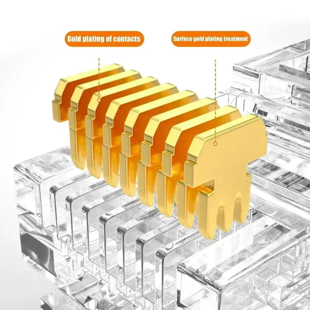Pass Through RJ45 Gold Plated Cat6 Cat5e Connectors