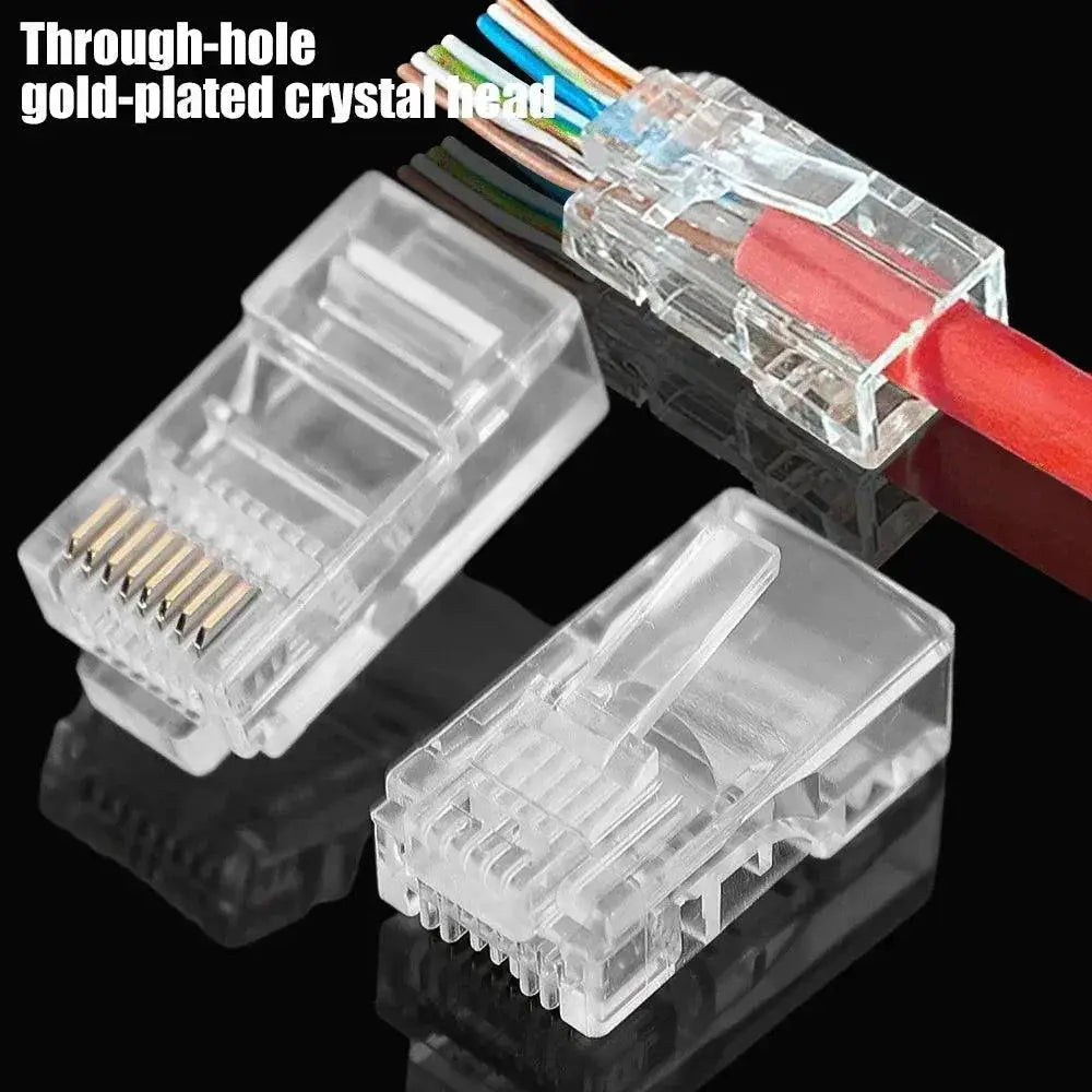 Pass Through RJ45 Gold Plated Cat6 Cat5e Connectors