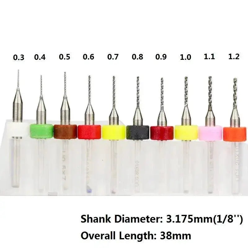 PCB Mini Drill Bits Tungsten Carbide CNC Set 0.3 to 1.2mm