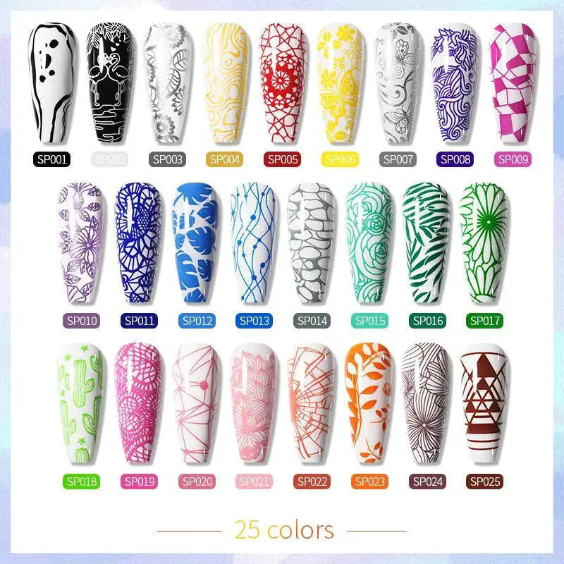 Peel Off Latex Stamp Polish Set Vibrant Nail Art Colors