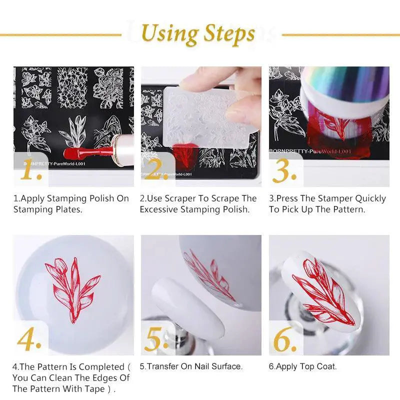 Peel Off Latex Stamp Polish Set Vibrant Nail Art Colors