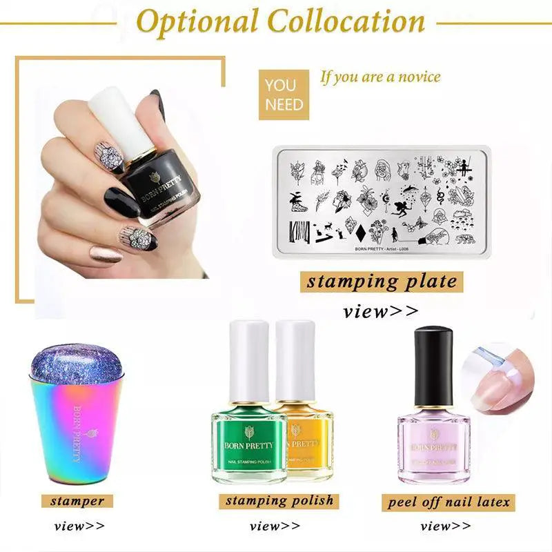 Peel Off Latex Stamp Polish Set Vibrant Nail Art Colors
