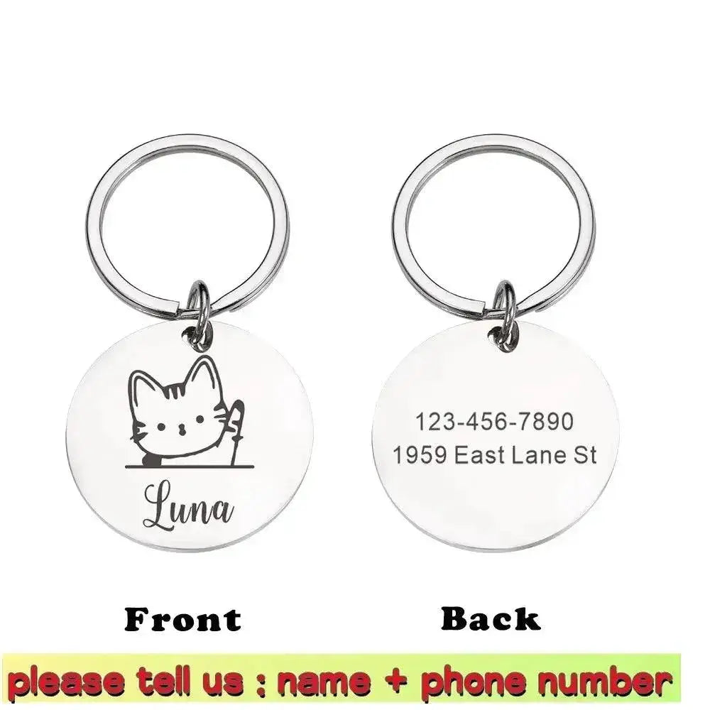 Personalized Reflective Cat ID Tag With Free Engraving