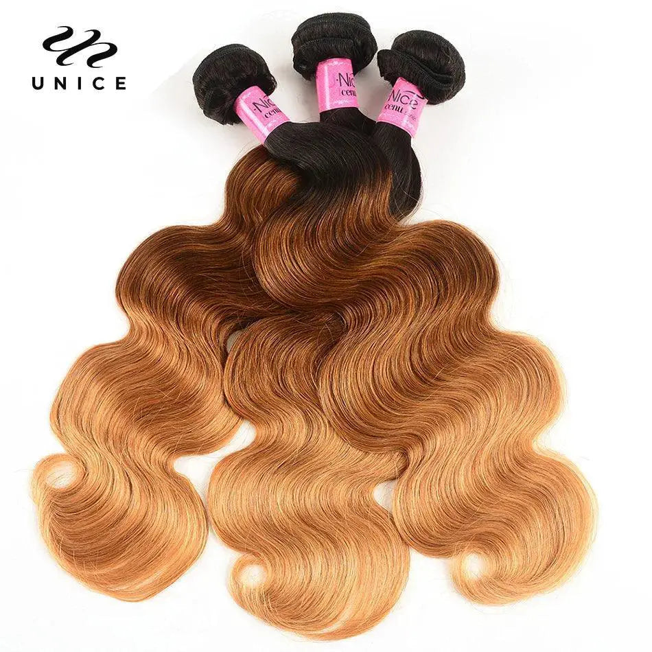 Peruvian Ombre Body Wave Hair Bundle Remy Blend Luxury