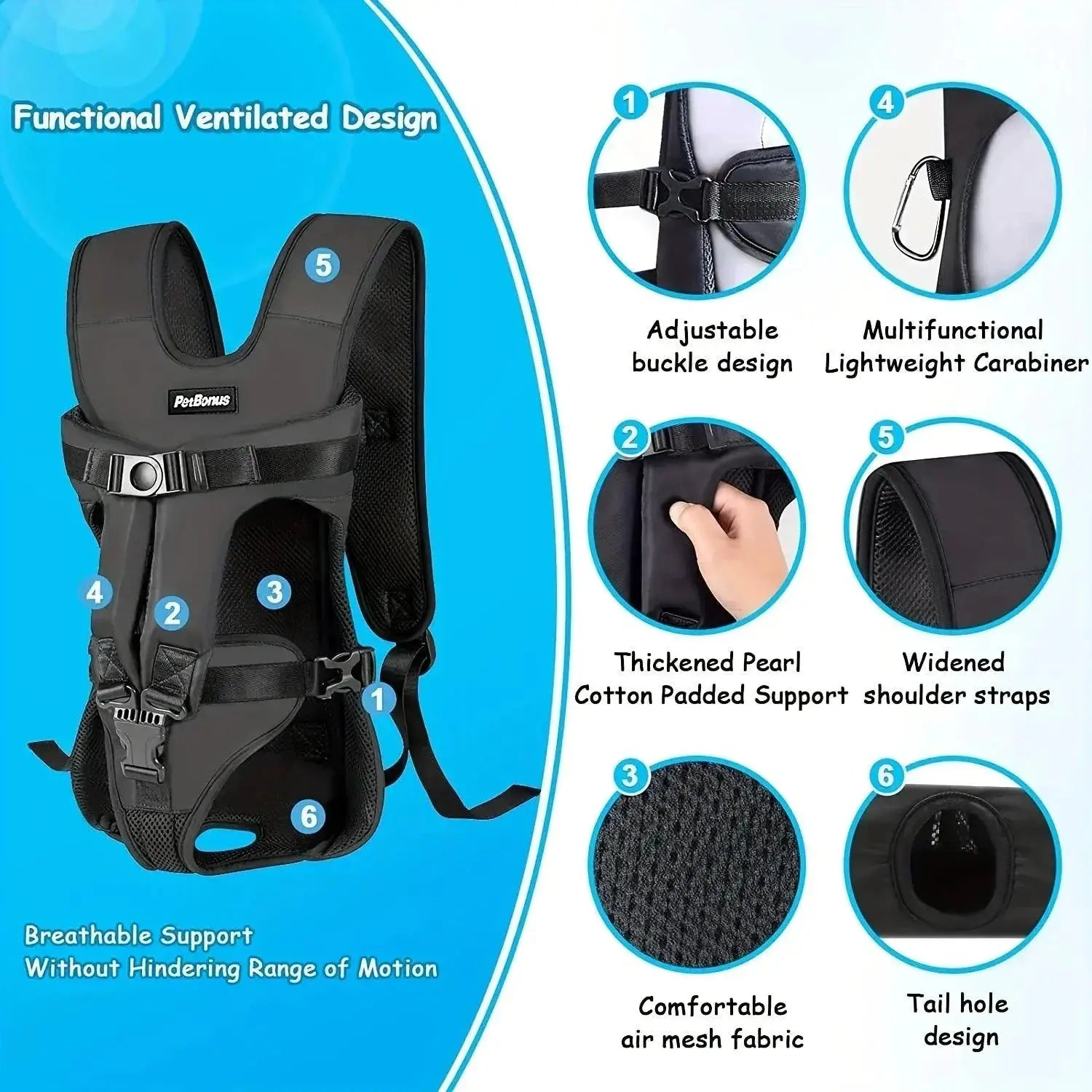 Pet Front Dog Carrier Backpack For Medium Small Dogs
