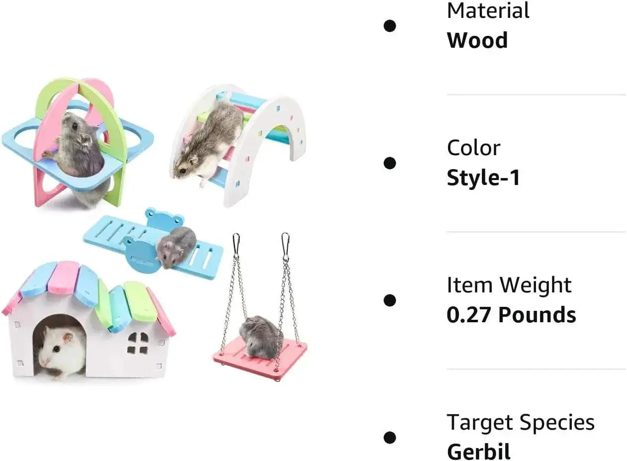 Hamster Rainbow Bridge Swing Toy Set Colorful DIY Climbing