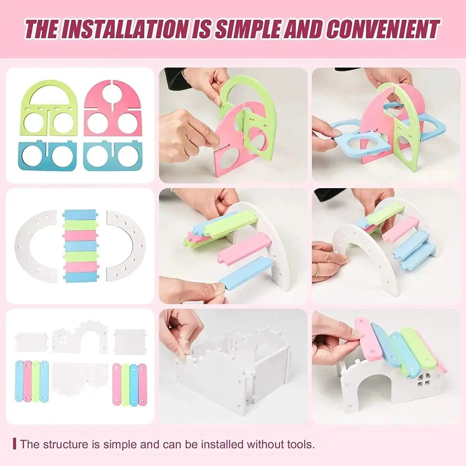 Hamster Rainbow Bridge Swing Toy Set Colorful DIY Climbing