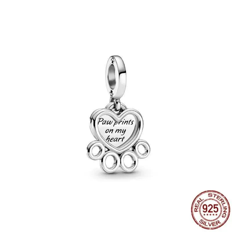 Pet Paw and Bone Charm Sterling Silver Bead Pandora Jewelry
