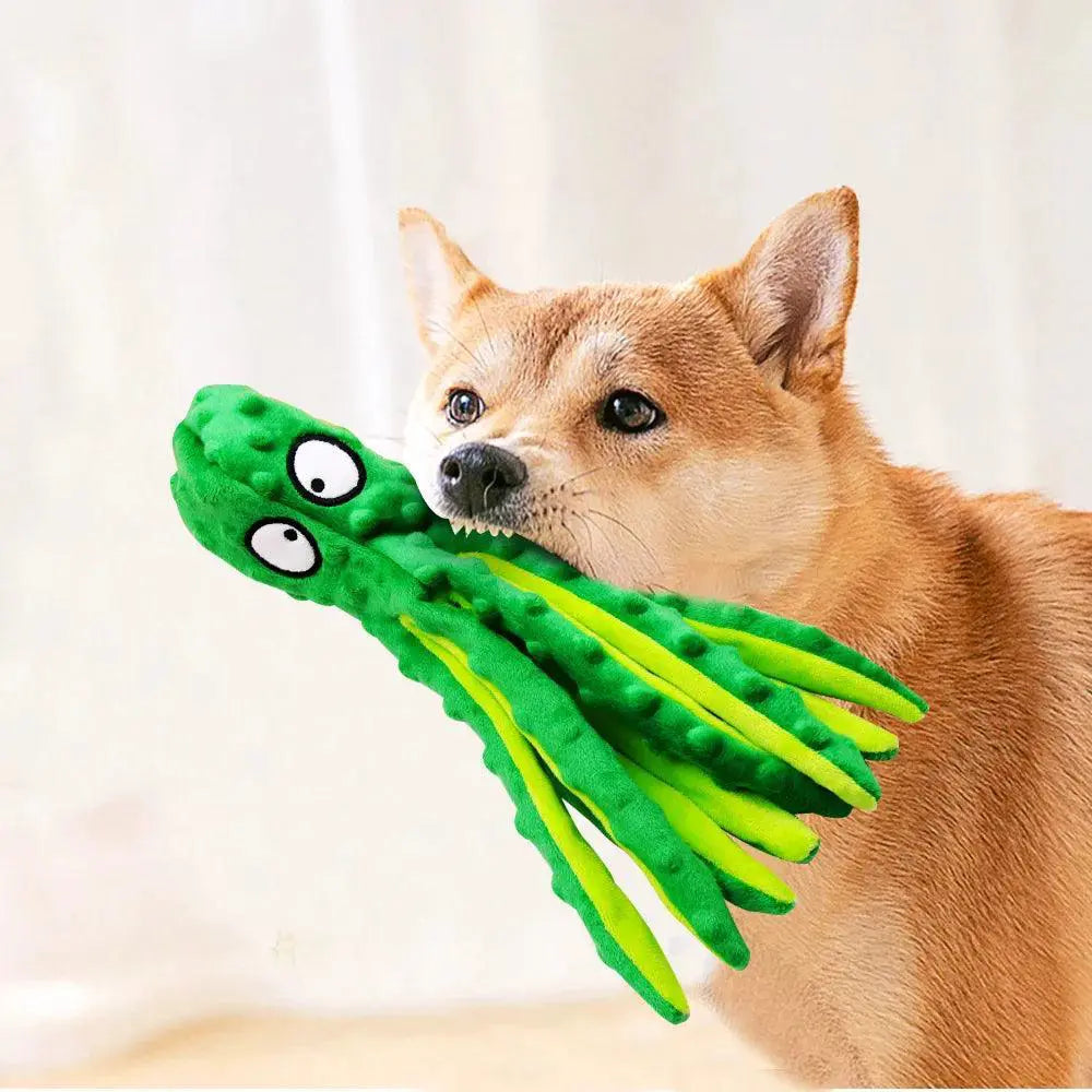 Pet Plush Octopus Puzzle Toy For Interactive Dental Cleaning