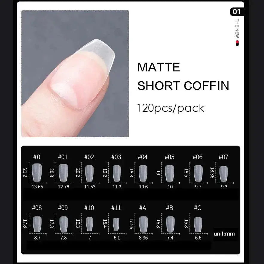 Petite Clear Acrylic Nail Tips Set Matte Finish Styling Kit