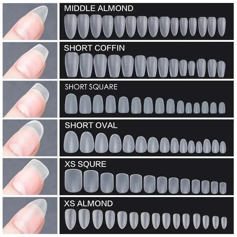 Petite Clear Acrylic Nail Tips Set Matte Finish Styling Kit