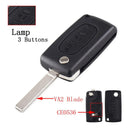 Peugeot Citroen Key: Flip Folding Remote Replacement Shell Case for Car Key Fob