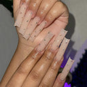 Pink Bow Press On Nails Elegant Pearl Coffin Accent Set