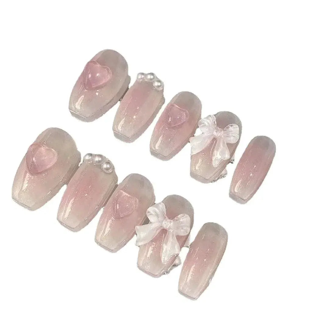 Pink Bow Princess Fake Nails Charming Y2K Style Upgrade