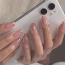 Pink Butterfly Rhinestone Press-On Acrylic Nails Set 24 Pieces