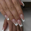 Pink Butterfly Rhinestone Press-On Acrylic Nails Set 24 Pieces