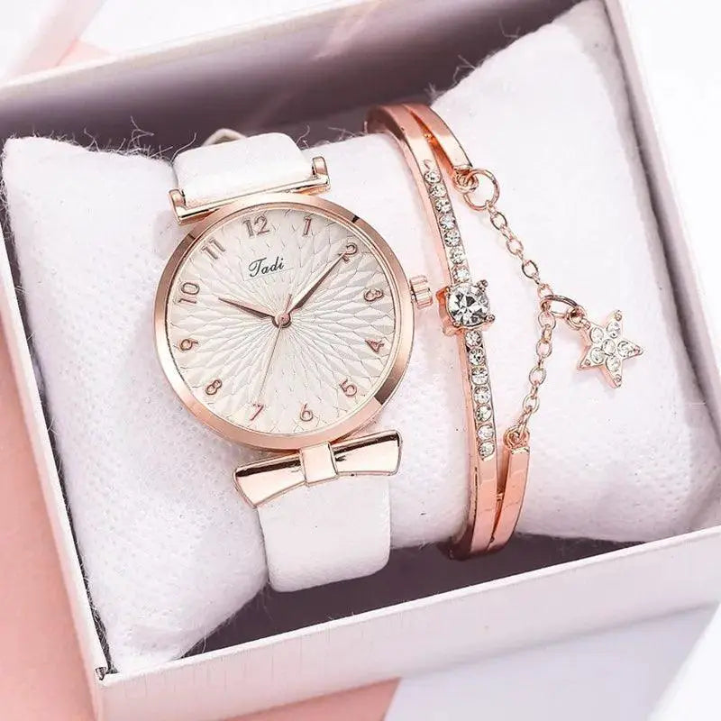 Pink Dial Luxury Quartz Bracelet Watch Fashion Statement