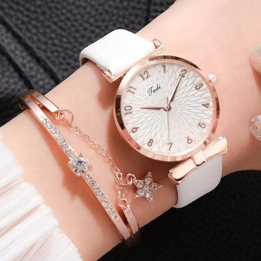 Pink Dial Luxury Quartz Bracelet Watch Fashion Statement