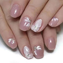 Pink Glitter French Short Coffin Nail Tips Quality Design