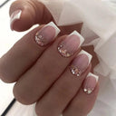 Pink Glitter French Short Coffin Nail Tips Quality Design