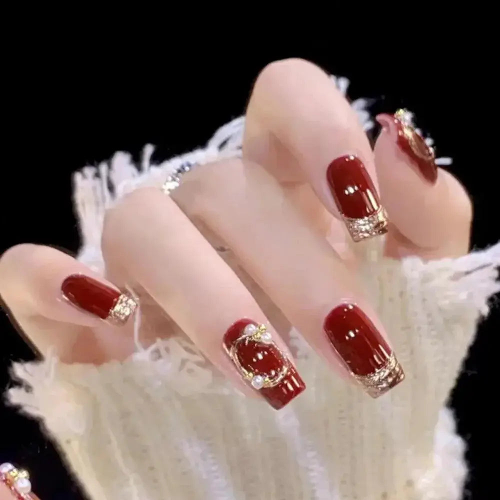 Pink Glitter French Short Coffin Nail Tips Quality Design