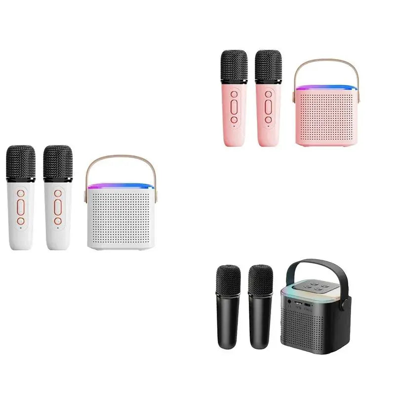 Pink Portable Bluetooth 5.3 Speaker With 2 Wireless Mics - OurLum.com