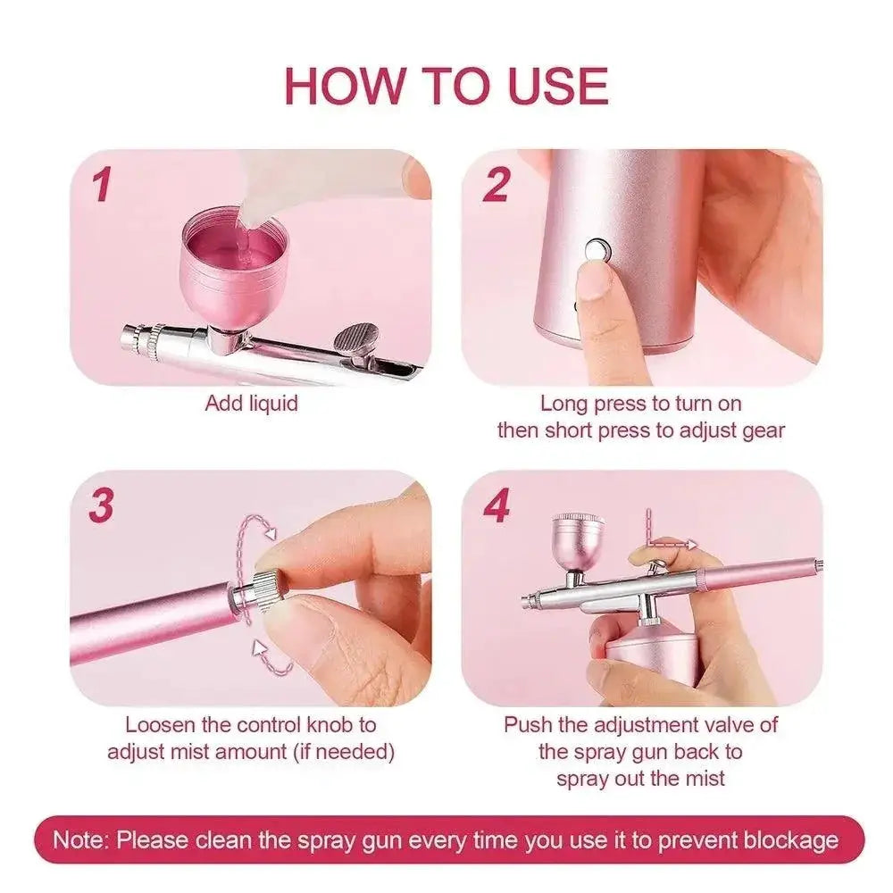 Pink Precision Nail Art Airbrush Kit for Craft Projects