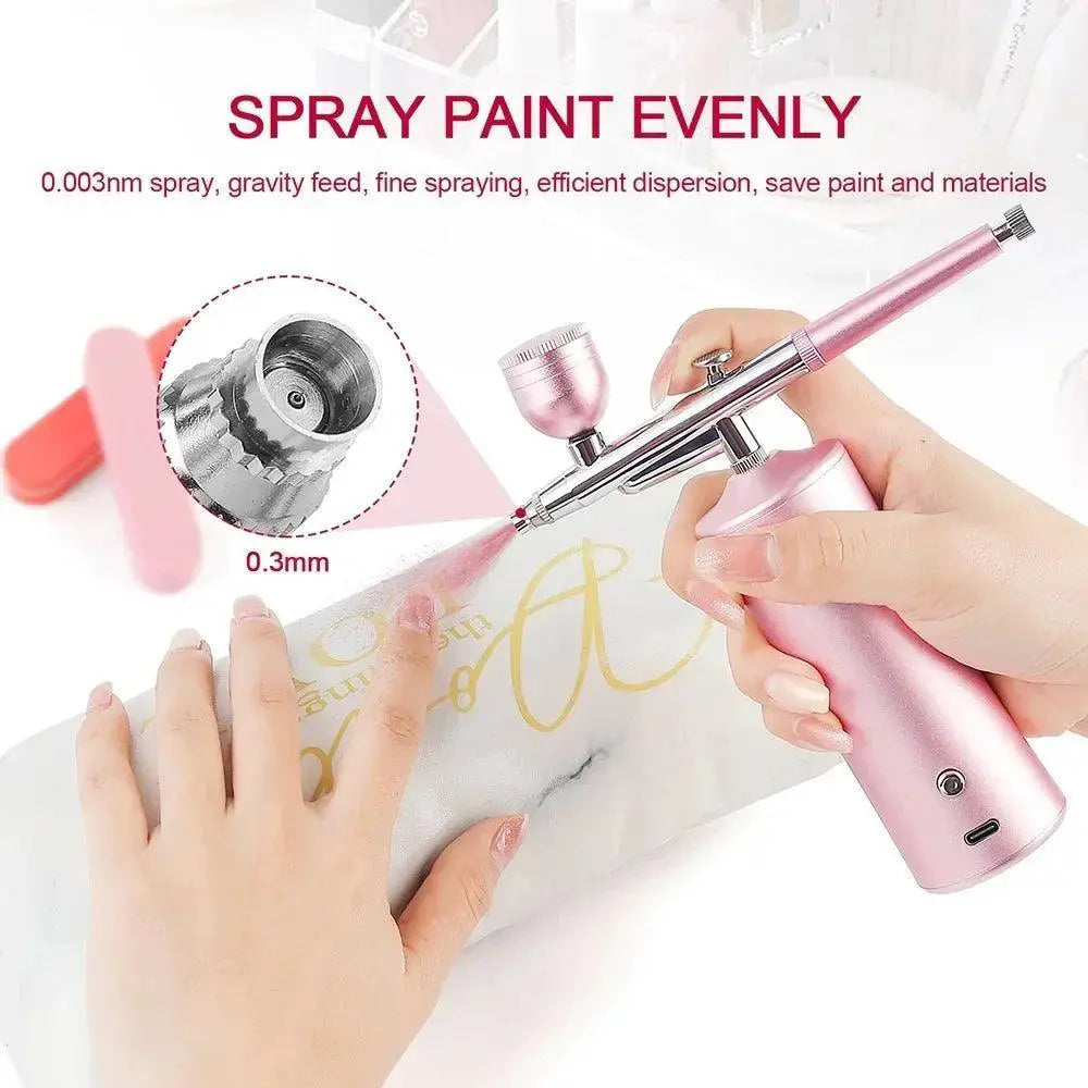 Pink Precision Nail Art Airbrush Kit for Craft Projects