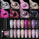 Pink Sequins Glitter Gel Nail Polish Reflective UV Art Kit