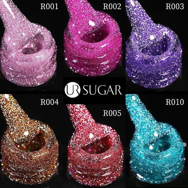 Pink Sequins Glitter Gel Nail Polish Reflective UV Kit