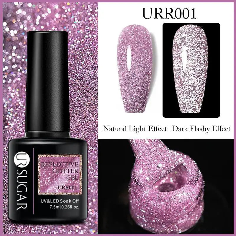 Pink Sequins Glitter Gel Nail Polish Reflective UV Kit