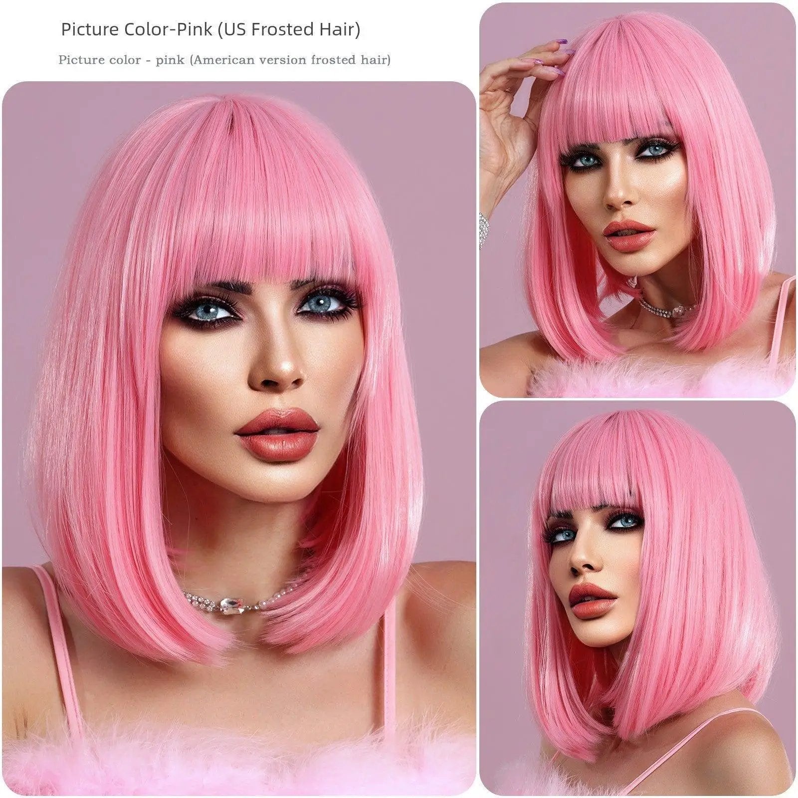 Pink Wig Bobhaircut For Night Parties Stand Out Today
