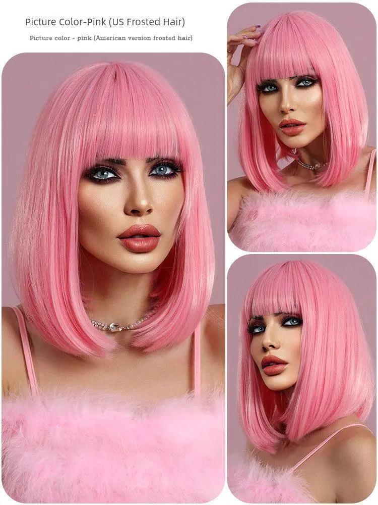 Pink Wig Bobhaircut For Night Parties Stand Out Today