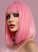 Pink Wig Bobhaircut for Night Parties Stand Out Today