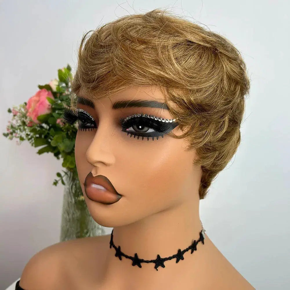 Pixie Cut Human Hair Wig Affordable Brazilian Style For Women
