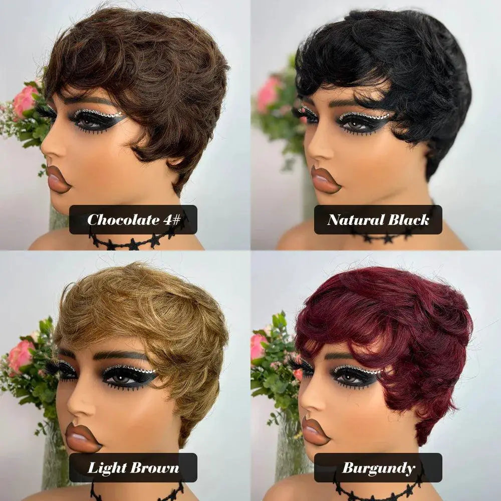 Pixie Cut Human Hair Wig Affordable Brazilian Style For Women
